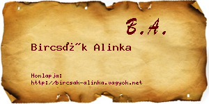 Bircsák Alinka névjegykártya